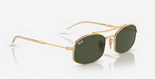 Anteojos de sol Ray-Ban RB3719 diseño Dijes Ovalados armazón oro pulido y lente verde
