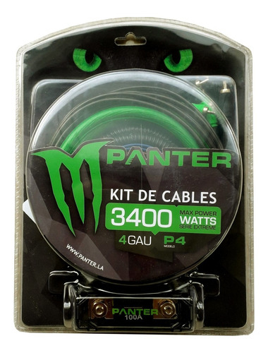 Imagen 1 de 2 de Kit De Cables Panter P4 4 Gauge 3400w - Audio Baires