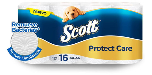 Papel Higiénico Scott Protect Care Doble Hoja 16 Un De 22 Mt