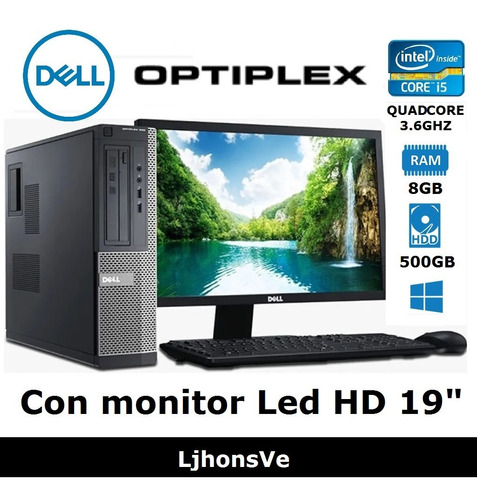 Imagen 1 de 4 de Computador Dell Intel Core I5 8gb 500gb + Monitor Optiplex 