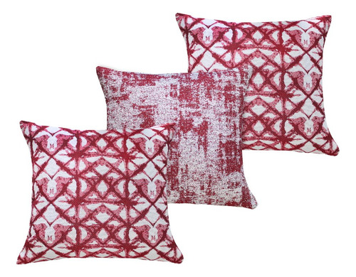 Kit 3 Capa De Almofada Algodão Decor Moderna Tulum Vermelha Cor Vermelho