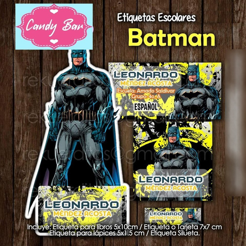Kit Imprimible Etiquetas Escolares Batman Mod2 Editable | Cuotas sin interés