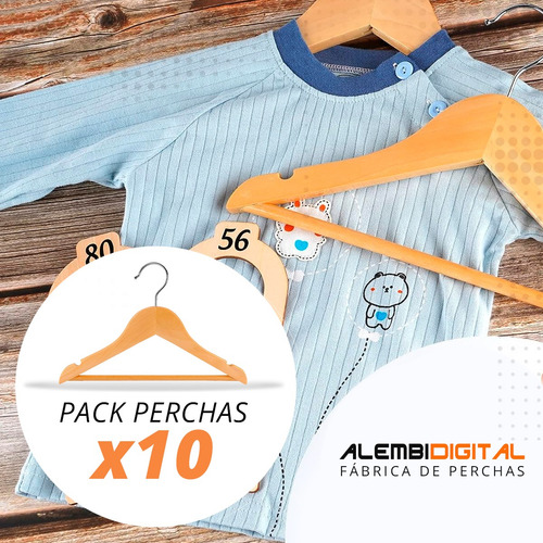 Imagen 2 de 7 de Perchas De Madera De Niño 32 Cm X 10 Unidades