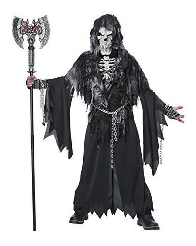 Niños Niños Sombrío Reaper Esqueleto Disfraz De Hall...