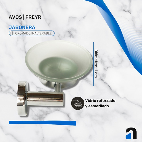 Imagen 3 de 10 de Set Accesorios Baño 6 Pzs. Metal Cromado Vidrio / Freyr Avos