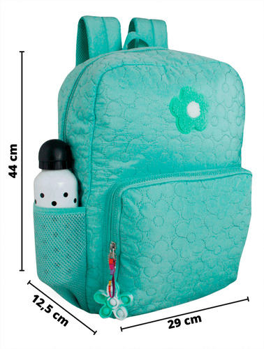 Bolsa Cursinho Meninas Grande Reforçada C/ Chaveiro Cor Verde-claro Desenho do tecido Liso