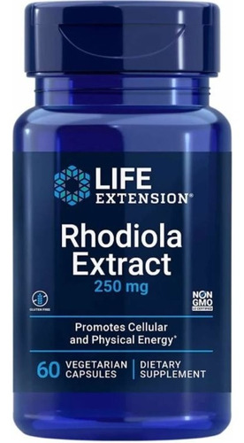 Rhodiola Extracto 250 Mg 60 Caps Vegetarianas Life Extension Sabor Neutro