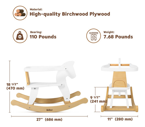 Caballo Mecedor De Madera Para Niños De Uno A Tres Años Color