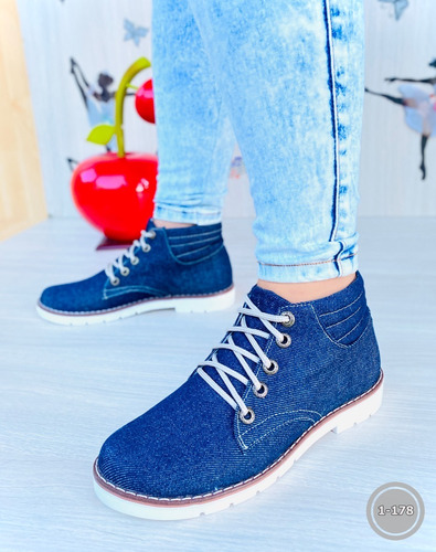 Mocasines Color Jeans Azul Para Mujer Femenina Deportivos 