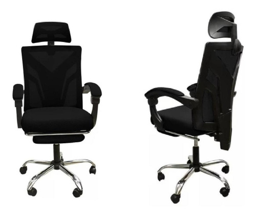Silla Ejecutiva Oficina Ajustable Escritorio Con Reposapies Color Negro