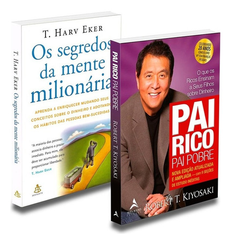 Kit Livro Pai Rico Pai Pobre E Segredos Mente Milionária, De : T. Harv Eker / : Robert T Kiyosaki. Não Aplica Editorial Sextante-alta Books, Tapa Mole En Português, 2021