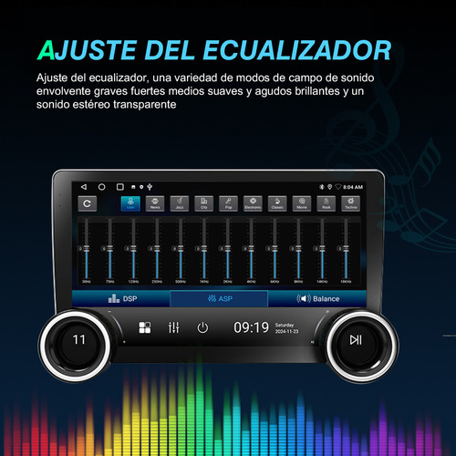 Hivoz Autoestereo 4+64GB De Pantalla 10 in Android Auto Carplay Mirrorlink Gps Navegación Estéreo Con Cámara Reversa Control De Botones Giratorios Pantalla IPS 1280px X 720px Auto Estereo de Pantalla