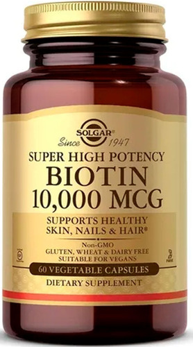 Biotina 10,000 Mcg Premium 60 Caps Cabello / Uñas Increíbles