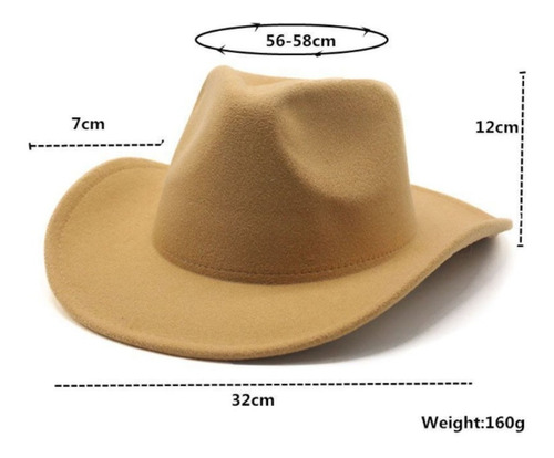 Sombrero Vaquero Unisex Moda Resistente Atractivo Versatil Negro 57-60cm