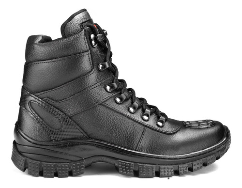 Bota Coturno Militar Motociclista Em Couro Palmilha Gel