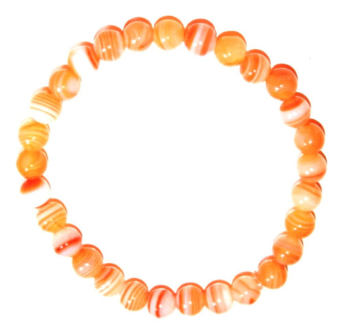 1 Pulsera Piedra Lisa  Ojo De Agata  Naranja 6 Mm 