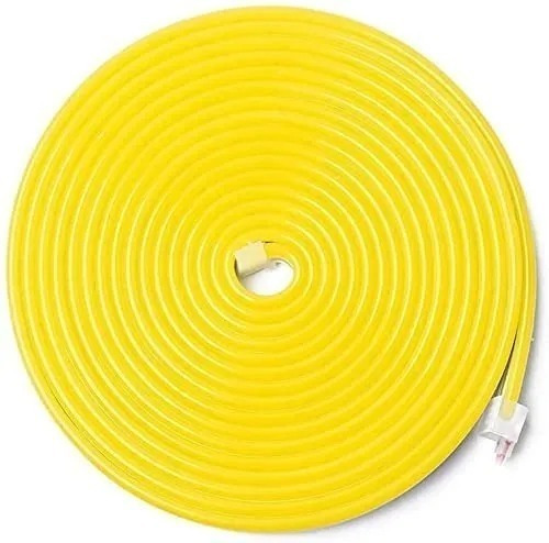 Tira Neon Flex 5m 12v Sumergible 6x12mm + Fuente + Grapas Color de la luz Amarillo