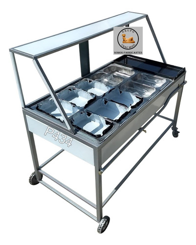 Carrito De Comida-baño María Con 10 Insertos Y Plancha P434