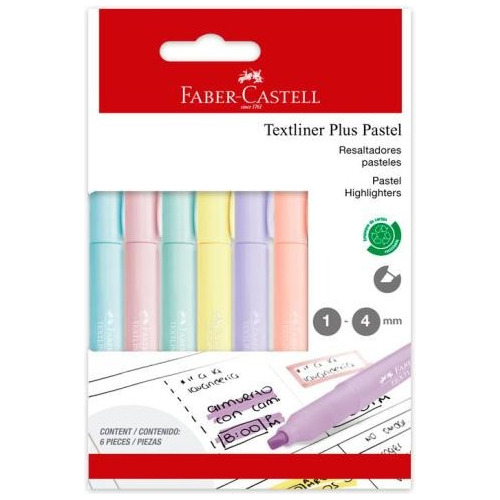 6 Marcatextos Plus Pastel Faber Castell