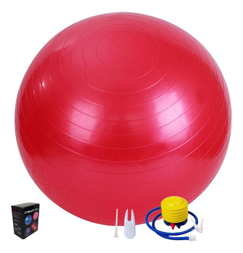 Pelota Stingray 65cm Pilates Yoga Ejercicio Con Bomba Color Rojo