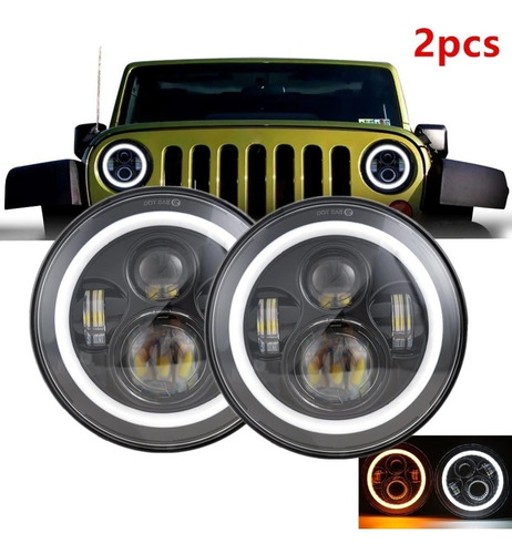 Faro Led Redondo Harley H4 Alta/baja Ojo De Angel Premiun