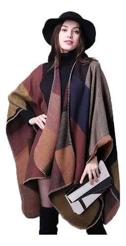 Poncho Epsion Colour Block Para Mujer, Talla Grande, Capa O