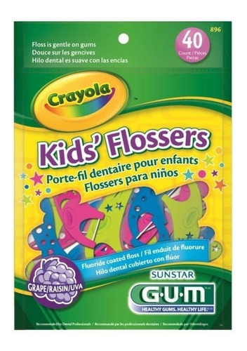 Imagem 1 de 3 de Fio Dental Gum Com Cabo Crayola Kids' Flossers