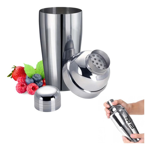 Coqueteleira Inox Para Drinks E Coquetéis Com Tampa 750ml