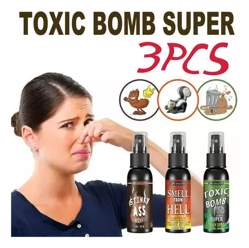 Toxic Bomb Super - Spray Que Fede, Fart Bomb, 3 Unidades