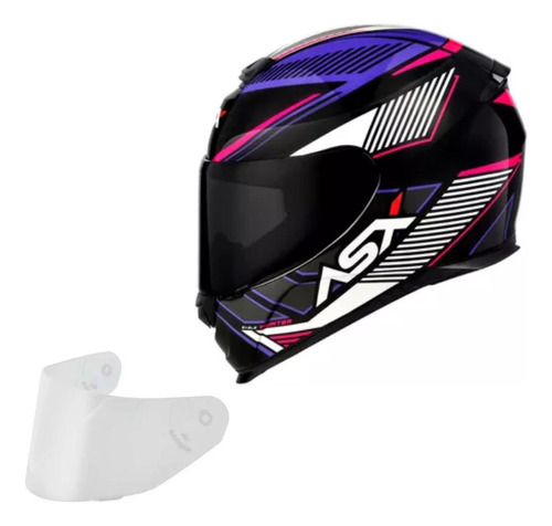 Capacete Feminino Asx Eagle Hunter Roxo Fechado + Viseira