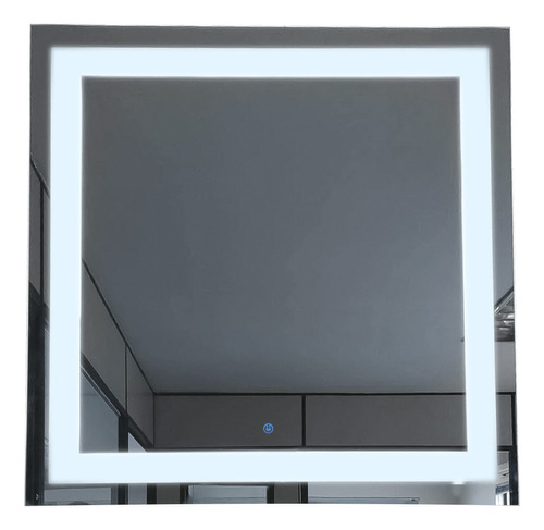 Espelho Quadrado Decorativo 80x80 Led Branco Quarto Studio Moldura Branco-frio