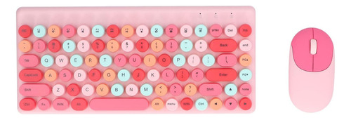 Set Teclado Y Mouse Inalámbrico Ergonómico Rosado