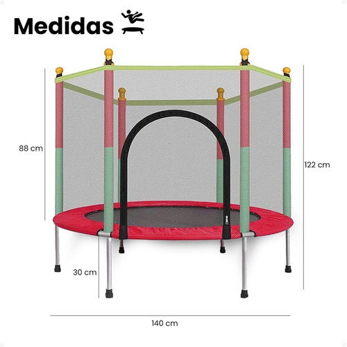 Imagen 3 de 7 de Trampolín Cama Elástica Cobertor Red De Colores Niños Otec