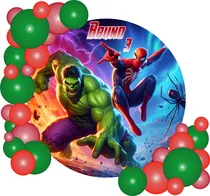 Comprar Fondo Banner Candy Bar Circular Spiderman Hulk 100x100cm