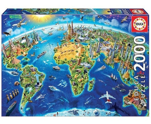 Imagen 1 de 4 de Rompecabeza Puzzle Educa X 2000 Piezas Símbolos Del Mundo