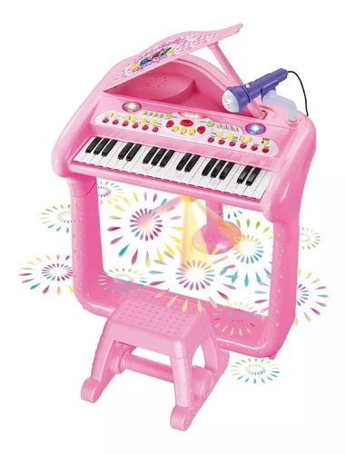 Brinquedo Piano Teclado Infantil Microfone Cantar Musica em
