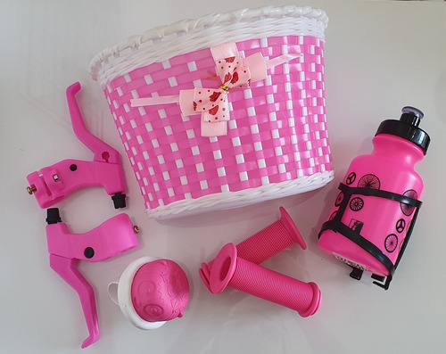 Kit Cesta Com Adesivos Bicicleta Infantil Princesas Aro 16