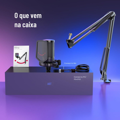 Micrófono Articulado Fifine A6t Rgb Plug Play Ampligame
