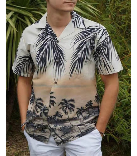 Camisa Playa Hawaiana Manga Corta For Hombre 1as 2024