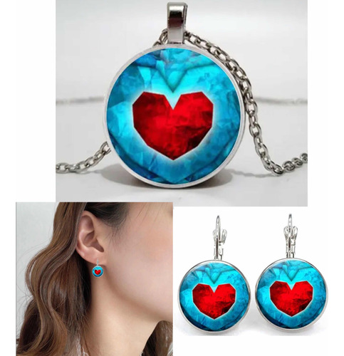 Conjunto Aretes /collar De Corazon The Legend Of Zelda