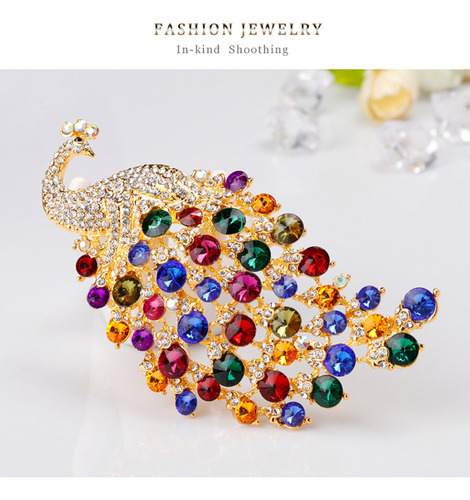 Ay Broche En Forma Pavo Real Con Diamantes De Imitación