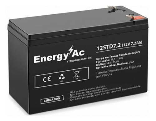 Bateria Energy-ac Vrla  Agm Eac-12std7,2  12v 7,2 Ah