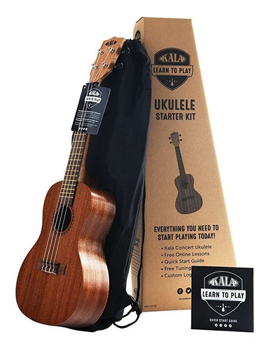 Ukelele Kala De 4 Cuerdas, Mancha De Caoba Clara, Kit