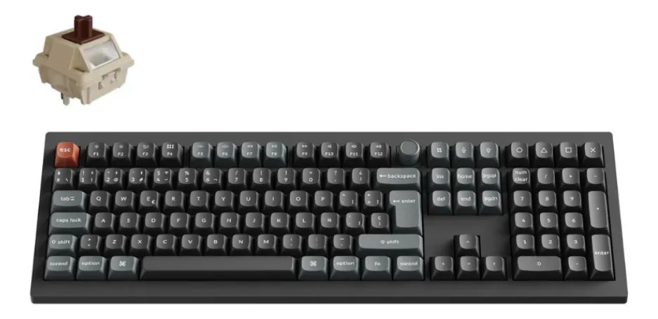 Teclado/interruptores mecânicos pretos Keychron V6 Ultra 8khz Iso em tamanho real