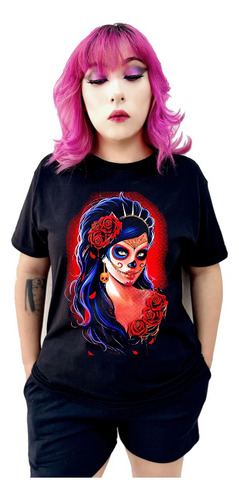 Playera Craneo Catrina Calavera De Azucar Dia Muertos Cholo