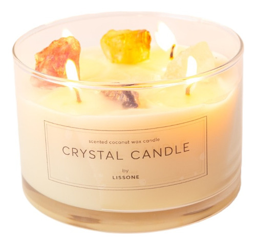 Vela Lissone Crystal Candle Grande 4 Cristais 4 Pavios 400g