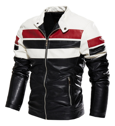 Chaqueta De Cuero Pu Pilot Para Hombre, A Juego Con Colores