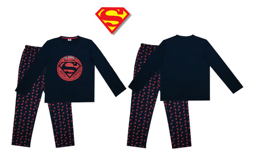 Pijama Invierno Hombre Superman Cómic Buzo+camisa Manga Larg