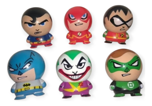6 Cabezones Dc Batman Robin Joker Superman Flash Linterna