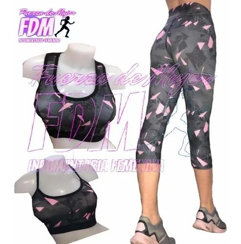 Conjunto De Capri Lycra 70 Den Sublimado + Top Talles 1 Al 5